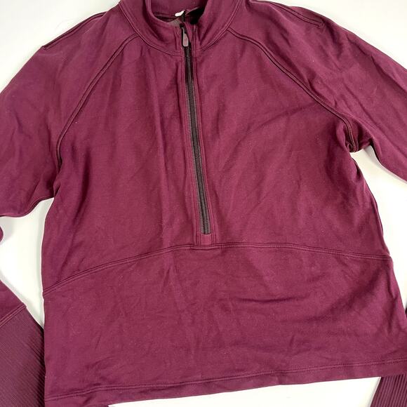 Lululemon Small Burgundy Maroon Its Rulu Long Sleeve Top 1/2 Zip Pullover Jacket - Picture 10 of 13